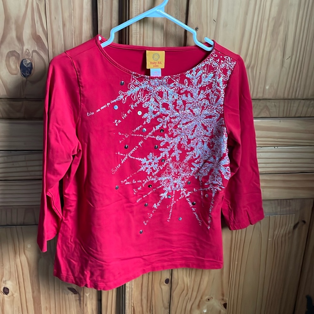 Ruby Rd. Petite Red With Silver Sequin & Shimmer … - image 1